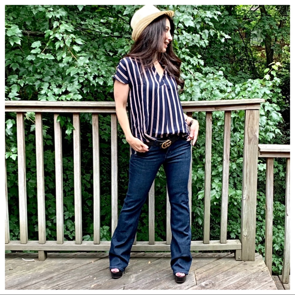 ✨LAST ONE✨Chic stripe short sleeves tunic top - Picture 3 of 6